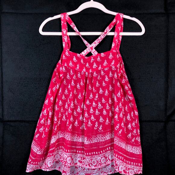 Express Womens Blouse Pink White Floral Scoop Neck Sleeveless Tank Large - Picture 10 of 12